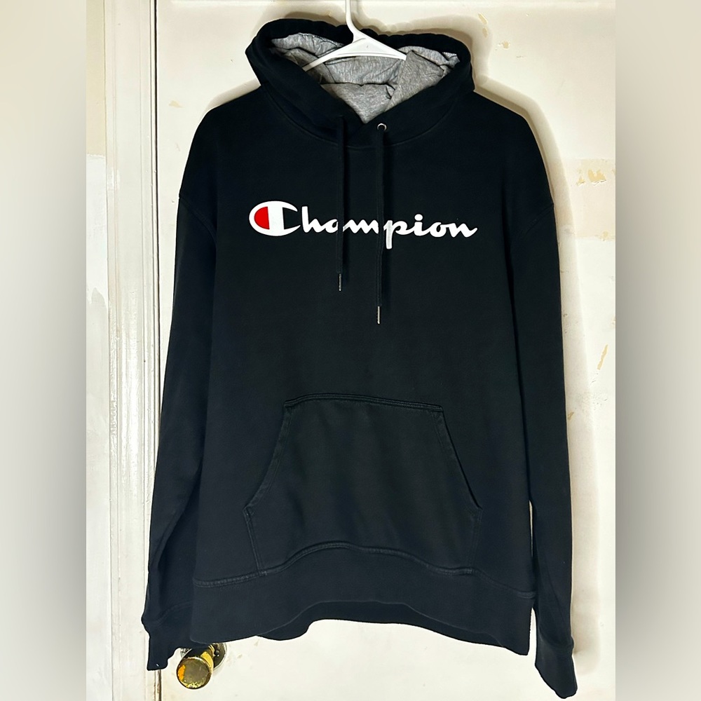 Large black Champion hoodie for men